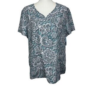 PANDAMED SCUBS Women’s Scrub Top Sz XL V-neck Multi Color NWT SS Pockets